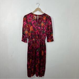 Luci Fellini 1980’s Vintage Pink Floral Secretary Dress Size 16